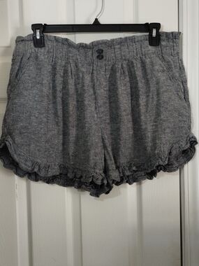 Time and Tru Linen Blend Ruffle-Hem Pull-on Shorts